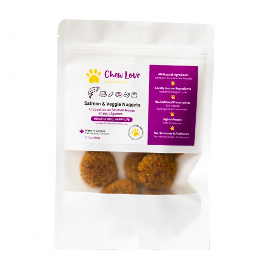 Dog Treats for Energy - Salmon Veggie Nuggets by Chew Love Dog Treats